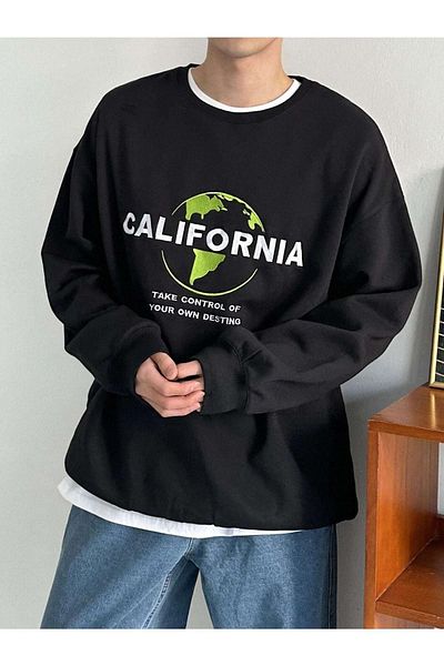 CLAYES Ανδρικό μαύρο φούτερ California Oversize