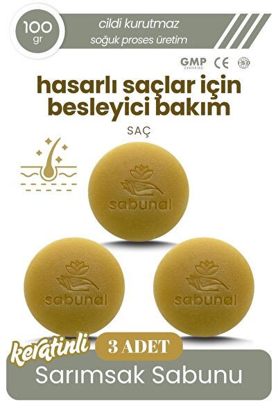 sabunal Sarımsaklı Keratin Sabunu 3 Adet - Saç Besleyici Sabun