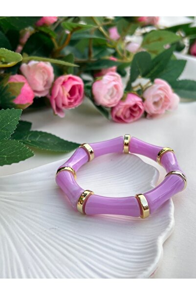 GIHANDMADE سوار نسائي من الخيزران على شكل راتنج حديث باللون الأخضر البرتقالي والأرجواني والوردي