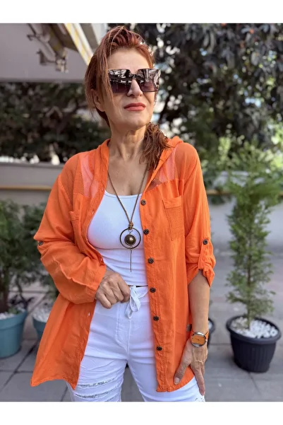 DenizEge Mesh Hooded Shirt/Jacket Orange