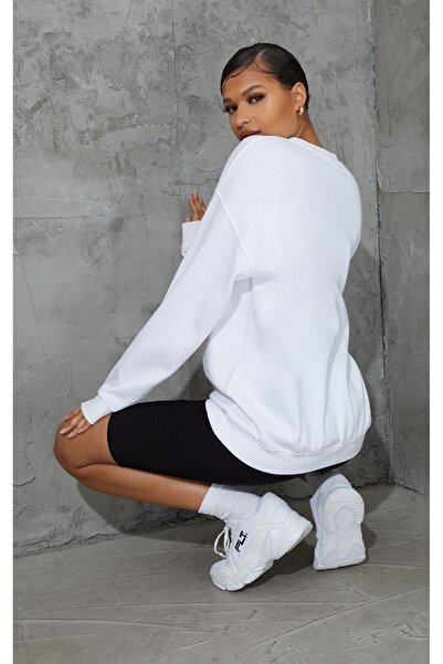 CLAYES Φούτερ New York Downtown - Λευκή στάμπα Oversize Crew Neck