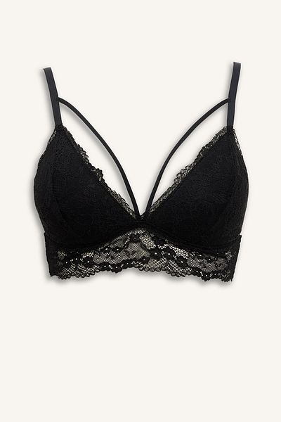 DeFacto Fall In Love Triangle Bralette με δαντέλα με επένδυση