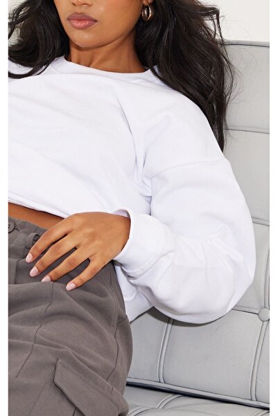 CLAYES Λευκό Oversize Φούτερ - Μακρύ μανίκι, Crew λαιμόκοψη