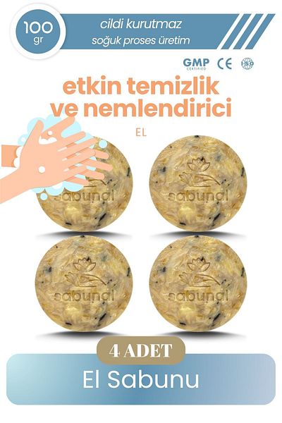 sabunal Hand Soap 4 Pieces - Natural Oil Blended Intense Moisturizing Bath Soap
