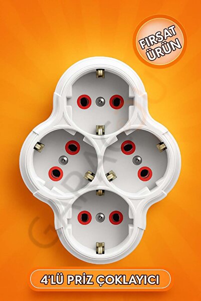 garaccu 4'lü Topraklı Papatya Golyat Priz Çoğaltıcı Dörtlü Priz 1 Adet