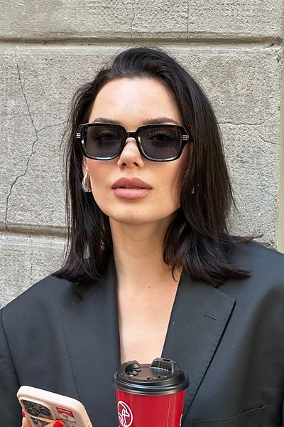 REN EYEWEAR LAYLA نظارة شمسية حديثة بإطار أسود - 2024 New Season/Ren Eyewear