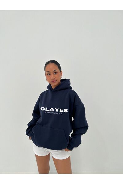 CLAYES 2022 Pray Hand - 100% бавовна, темно-синій оверсайз з капюшоном, зимовий світшот