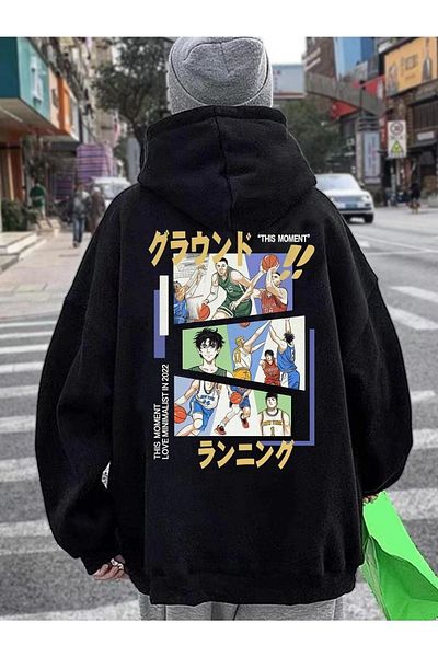 VBSVİBES Hanorac negru unisex oversize cu imprimeu Kapi