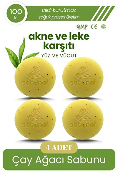 sabunal Çay Ağacı Sabunu 4 Adet - Akne ve Leke Karşıtı Cilt Görünümü Düzenley...