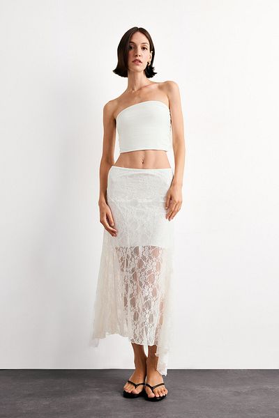 DeFacto Elastic Waist Half Lining Lace Midi Skirt F8041Ax25Sm