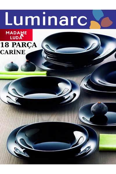 MADAME LUDA Luminarc Carine Siyah 18 Parça 6 Kişilik Yemek Takımı.(SERVİS-YEM...