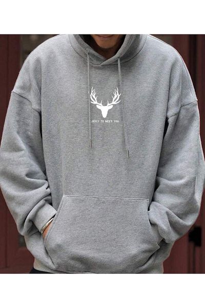 VBSVİBES Hanorac oversize cu glugă GREY MEET TO YOU