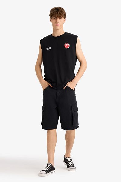 DeFacto Boxy Fit Printed Crew Neck Undershirt G0020Ax25Hs
