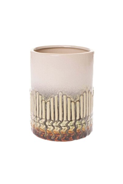 Ella Home Italia Vaza Degrade Line, Ceramica, Crem, 13 cm