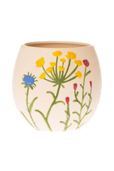 Ella Home Italia Vaza Floral, Ceramica, Crem, 12 cm