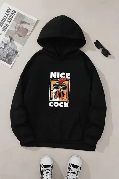 CLAYES Unisex Black Hooded Sweatshirt – Nice Cook Printed, Thick Fabric with Hood