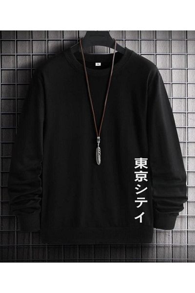 VBSVİBES Μαύρο μπλουζάκι Unisex Oversize Ιαπωνικό εμπριμέ