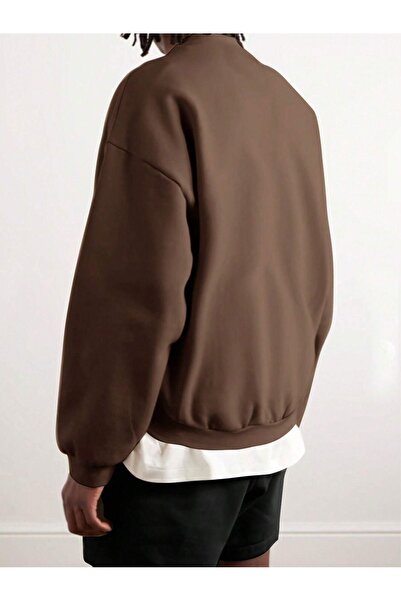 CLAYES Суитшърт с шарка Montana Helena - кафяв, с щампа, голям размер, дебел зимен, с кръгло деколте