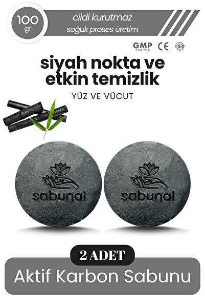 sabunal Bambu Kömür Sabunu 2 Adet - Siyah Nokta ve Cilt Temizleyici Doğal Sabun