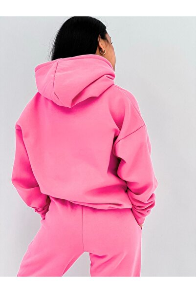 CLAYES Στούντιο Εταιρεία - Φούτερ με ροζ εμπριμέ, 100% βαμβακερή κουκούλα