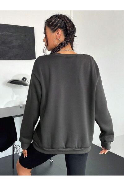 CLAYES Світшот Hiking Club 1990 - Oversize з коміром-стійкою та принтом Füme