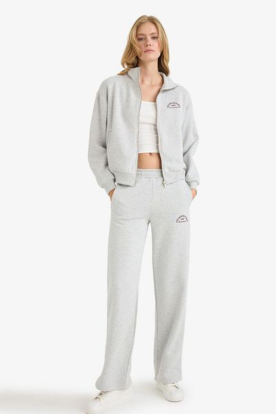 DeFacto Relax Fit Half Turtleneck Printed Thick Zipper Sweatshirt E9507Ax25Au