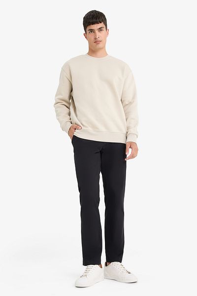 DeFacto Übergroßes, gerades, dickes Basic-Sweatshirt mit Rundhalsausschnitt T5139az24au