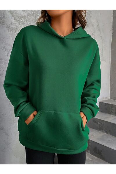 CLAYES Γυναικείο φούτερ με κουκούλα Green Kiss Me Oversize