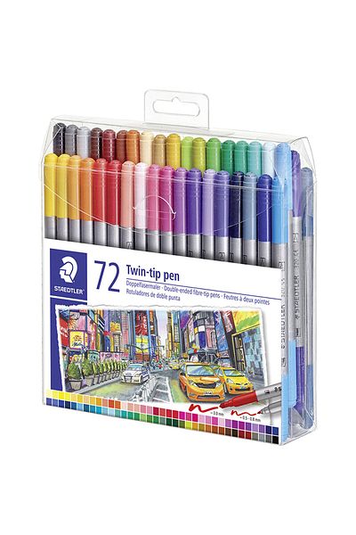 Staedtler قلم شعر مزدوج الأطراف بسعة 3200 تيرابايت - (خيارات 36 أو 72 لونًا)