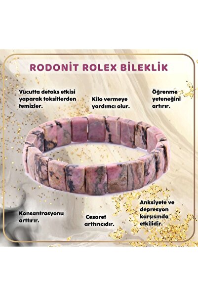 OSMANLI DOĞAL TAŞ سوار رولكس من حجر الرودونيت الطبيعي المعتمد - B336