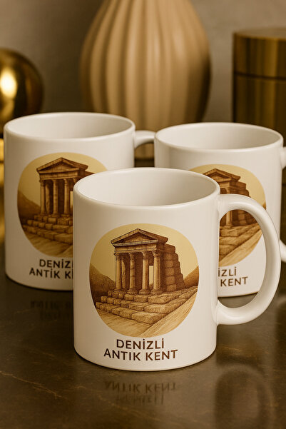 çokaş مجموعة من 3 أكواب بورسلين هدية بطبعة المدينة