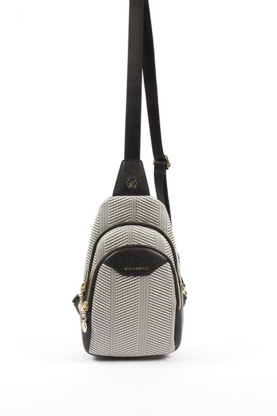 Silver Polo Silver & Polo Black White - Geantă de talie pentru femei Sp959 neagră