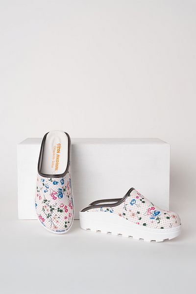ÇİZGİ MEDİKAL Floral Fit Vivacolor Γυναικείες Παντόφλες Sabo Ορθοπεδικές Παντόφλες Νοσοκομείου Γιατρού Νοσοκόμας