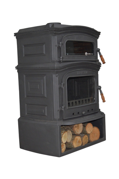 flamestove Altara Premium Tek Camlı Kuzineli Yan Kapaklı Odunluklu Döküm Soba...