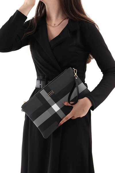 Silver Polo أسود - أسود SP1034 محفظة نسائية وقابض