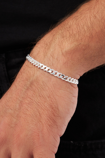Ventino Silver 6mm Gurmet 925 Ayar Gümüş Erkek Zincir Bileklik Veb-5017