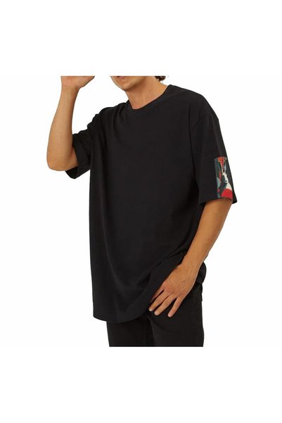 FOURSOLOS Unisex Oversize T-Shirt – Black 100% Cotton, Relaxed Fit, Crew Neck