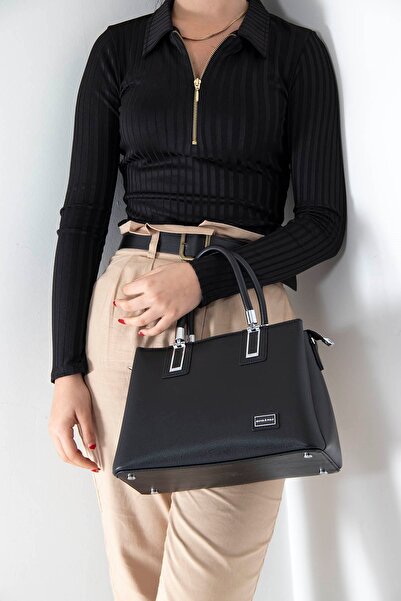 Silver Polo Negru - Geantă de mână pentru femei SP1000 neagră