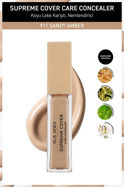 Alix Avien Permanent, Moisturizing, Cell Repairing Anti-Blemish Concealer - Supreme Cover Concealer 911 Sandy Amber