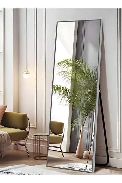 Taimi Large Mirror With Elegant Design 155x45cm-full Length Mirror With White Metal Frame And Back Stand