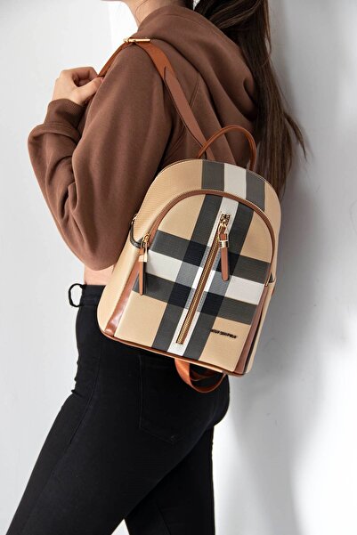 Silver Polo حقيبة ظهر نسائية بيج - تان SP901