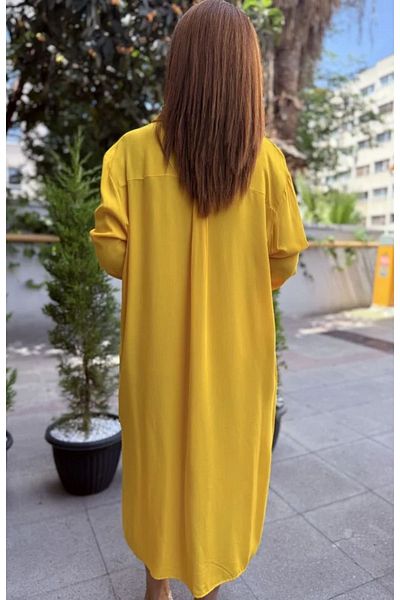 DenizEge L-Side Button Dress Yellow