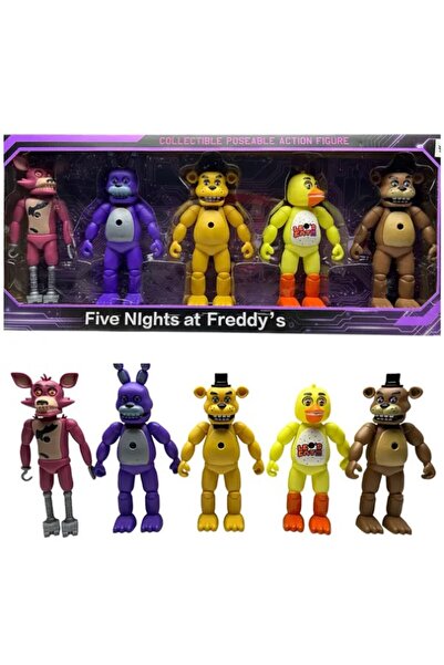 Retoys Five Nights At Freddy 5'li Set Işıklı Hologramlı Eklemli Karakter Dev Figür Oyuncak 22cm