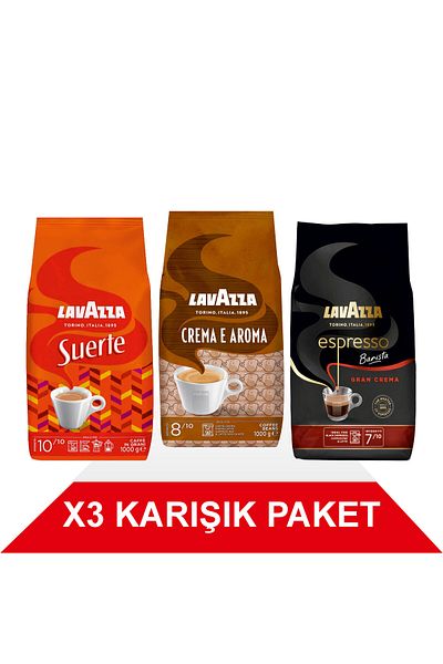 LavAzza Suerte + Crema E Aramo + Espresso Barista Gran Crema Core Coffee (1000Gr) 3 Pack