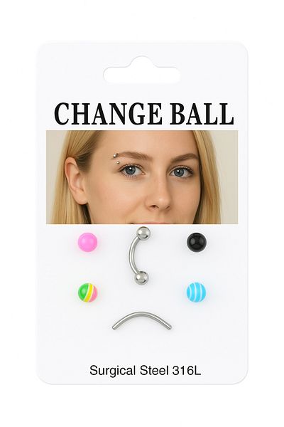 Bittox 6 Pieces Surgical Steel Eyebrow Piercing Set with Colorful Replacement Balls