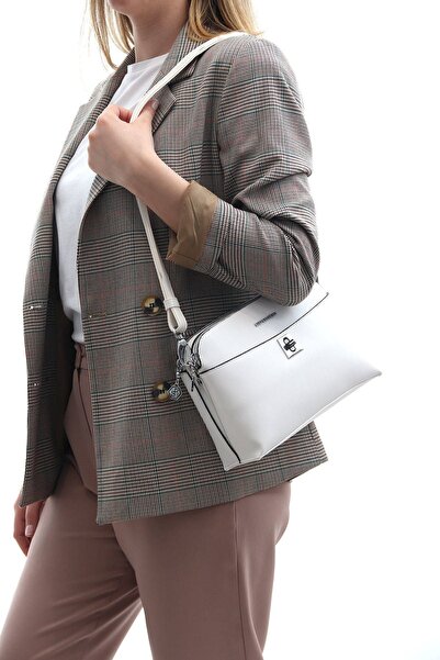 Silver Polo Silver & Polo White - Geantă de damă SP623 albă