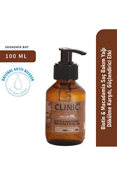 CLINIC PYROO Biotin & Macadamia Saç Bakım Yağı – Dökülme Karşıtı, Güçlendiric...