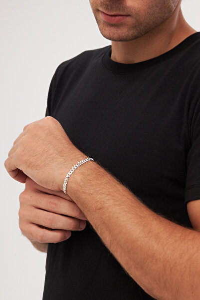 Ventino Silver 6mm Gurmet 925 Ayar Gümüş Erkek Zincir Bileklik Veb-5017