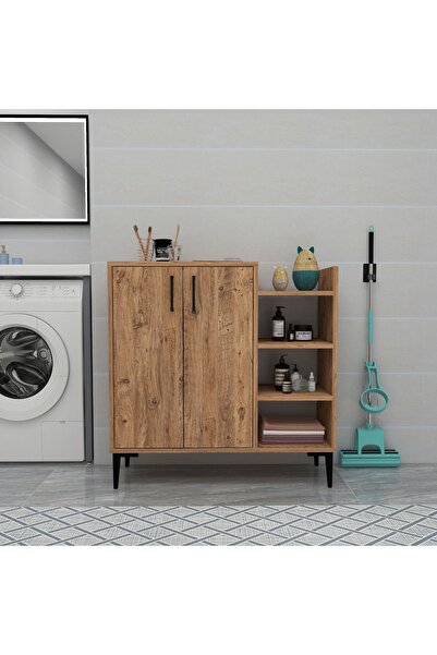 ARNETTİ Leskar Atlantik Çam Banyo Dolabı – Kapaklı Ve Raflı Depolama Ünitesi