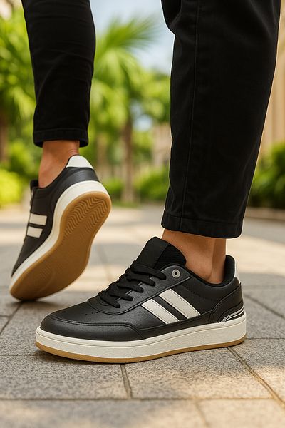Nstil Casual Men's Sneakers Lace-Up Oval Toe Stitching Detail Serrated Sole Ankle Support Sports Shoes 351